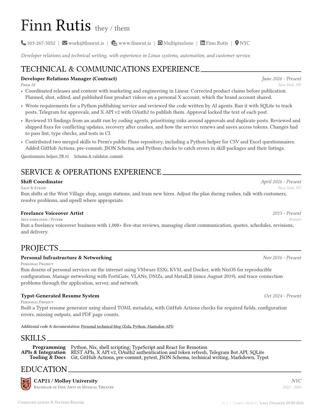 Communications & Systems Resume preview